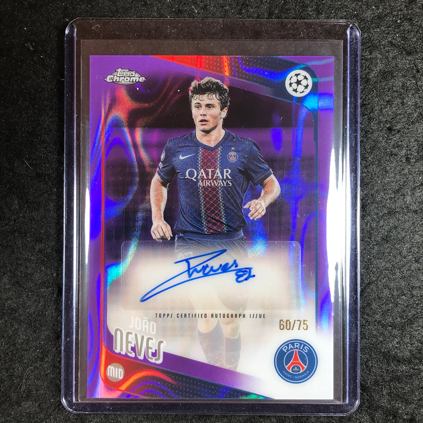 2025-26 Topps Chrome UEFA CC JOAO NEVES Chrome Auto Purple Lava 60/75