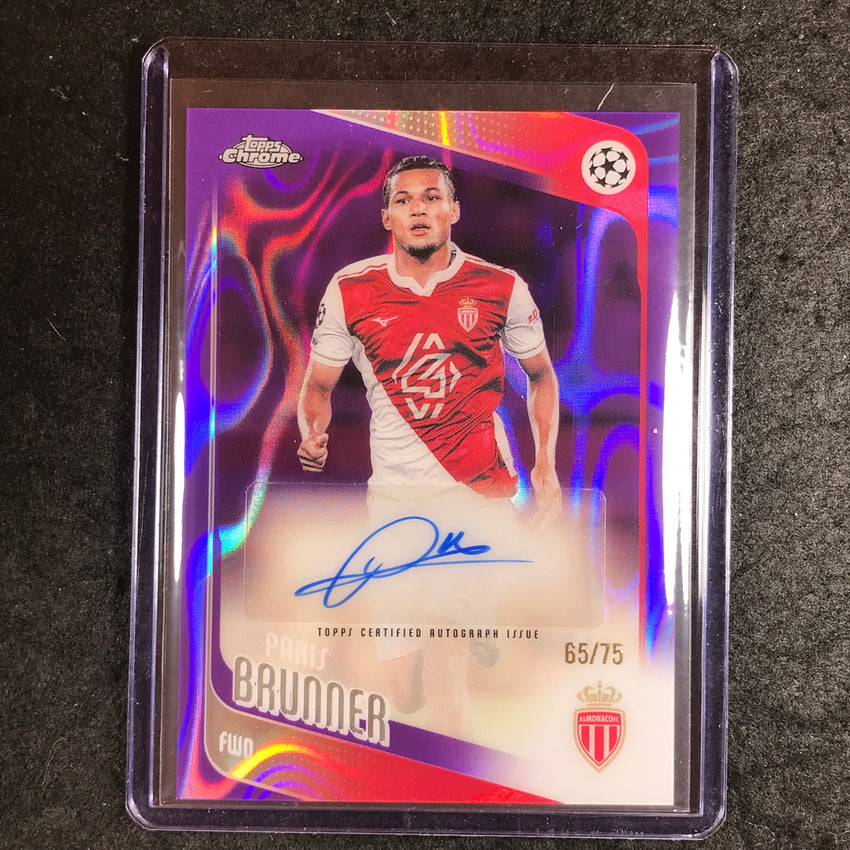 2025-26 Topps Chrome UEFA CC PARIS BRUNNER Auto Purple Lava 65/75