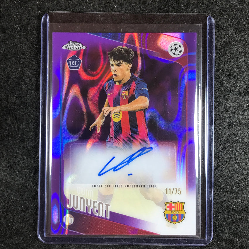 2025-26 Topps Chrome UEFA CC QUIM JUNYENT Rookie Auto Purple Lava 11/75