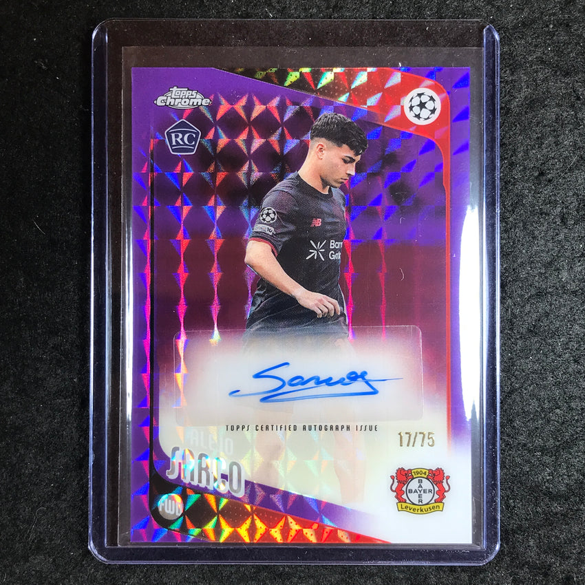 2025-26 Topps Chrome UEFA CC ALEJO SARCO Rookie Auto Purple Geometric 17/75