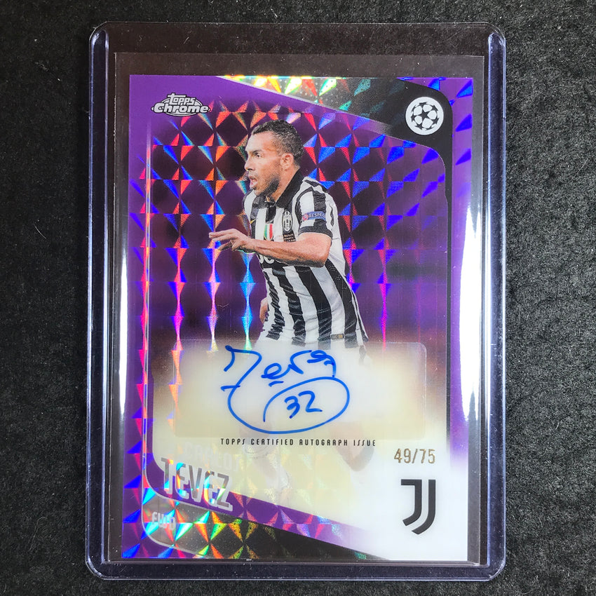 2025-26 Topps Chrome UEFA CC CARLOS TEVEZ Legends Auto Purple Geometric 49/75