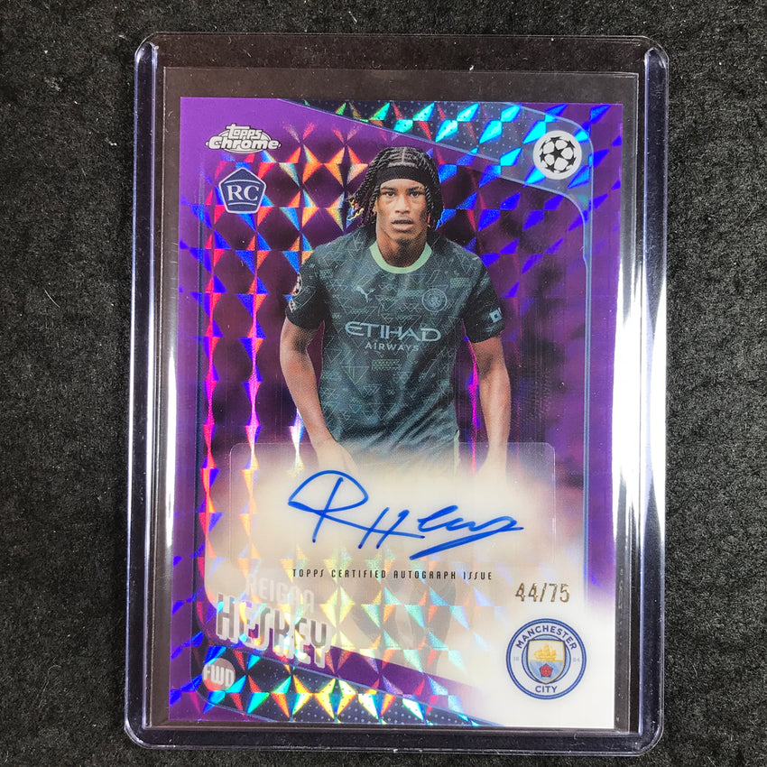2025-26 Topps Chrome UEFA CC REIGAN HESKEY Rookie Auto Purple Geometric 44/75
