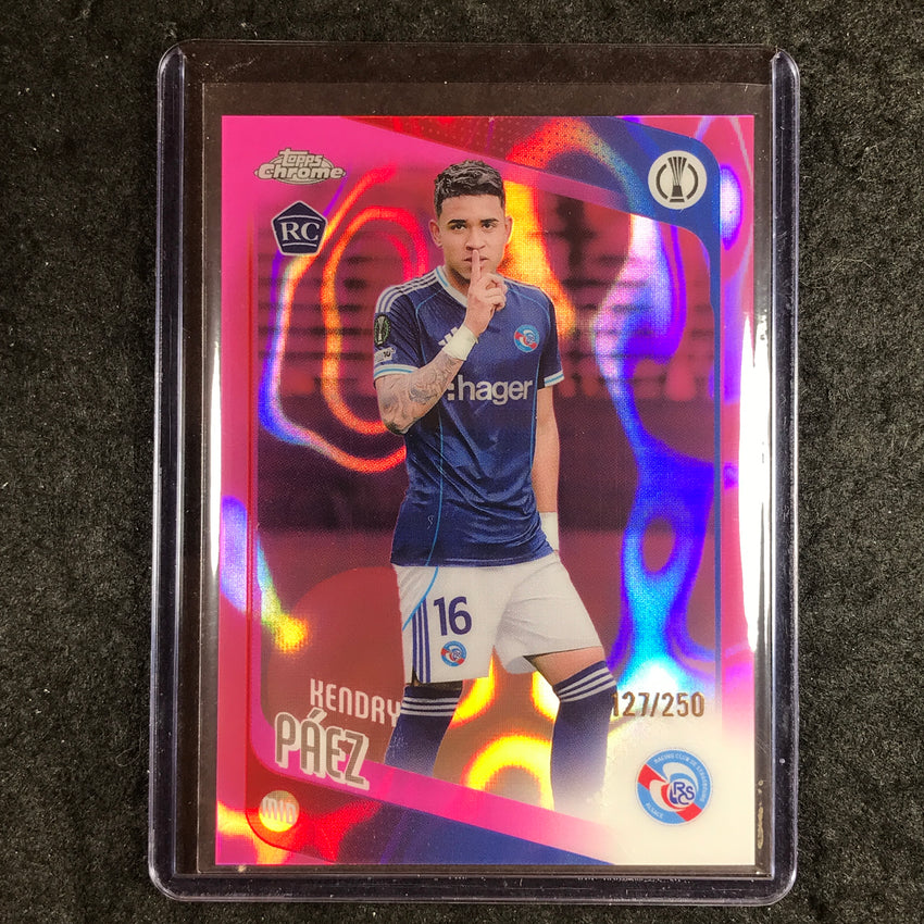 2025-26 Topps Chrome UEFA CC KENDRY PAEZ Rookie Pink Lava 152/250