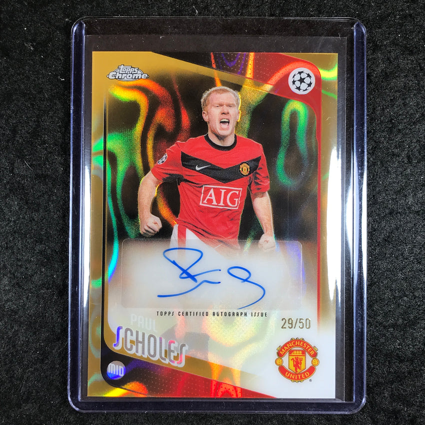 2025-26 Topps Chrome UEFA CC PAUL SCHOLES Legends Auto Gold Lava 29/50
