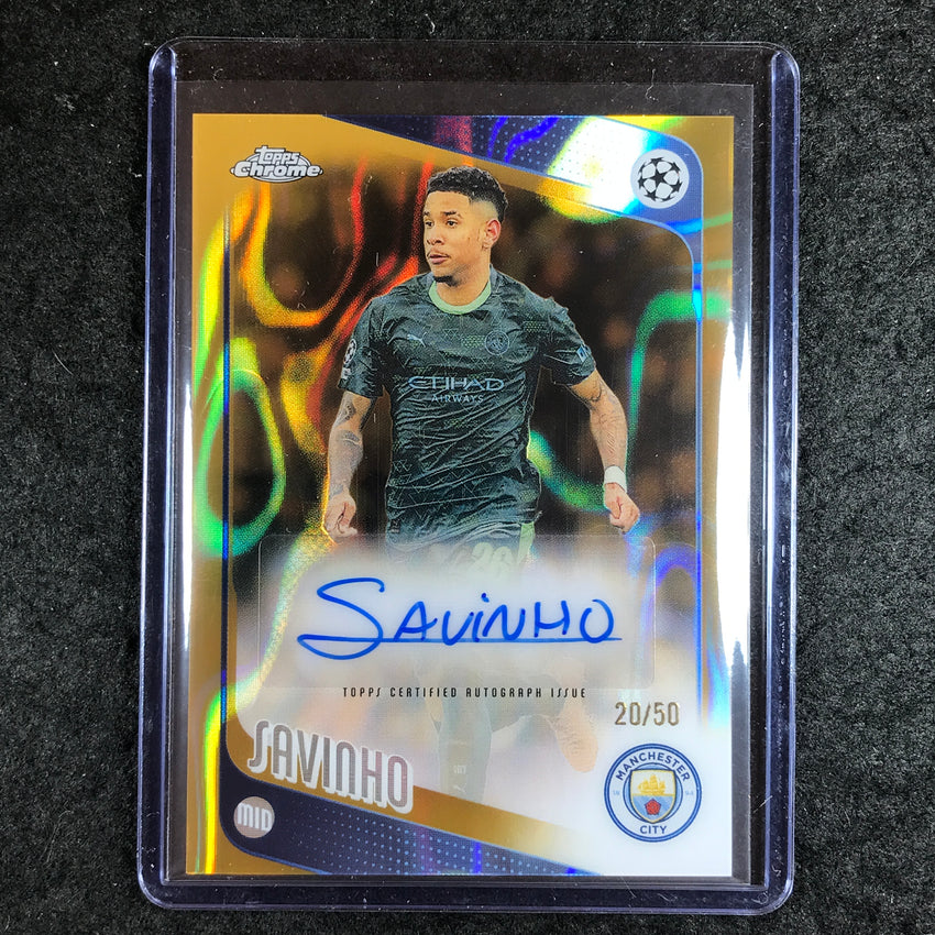 2025-26 Topps Chrome UEFA CC SAVINHO Chrome Auto Gold Lava 20/50