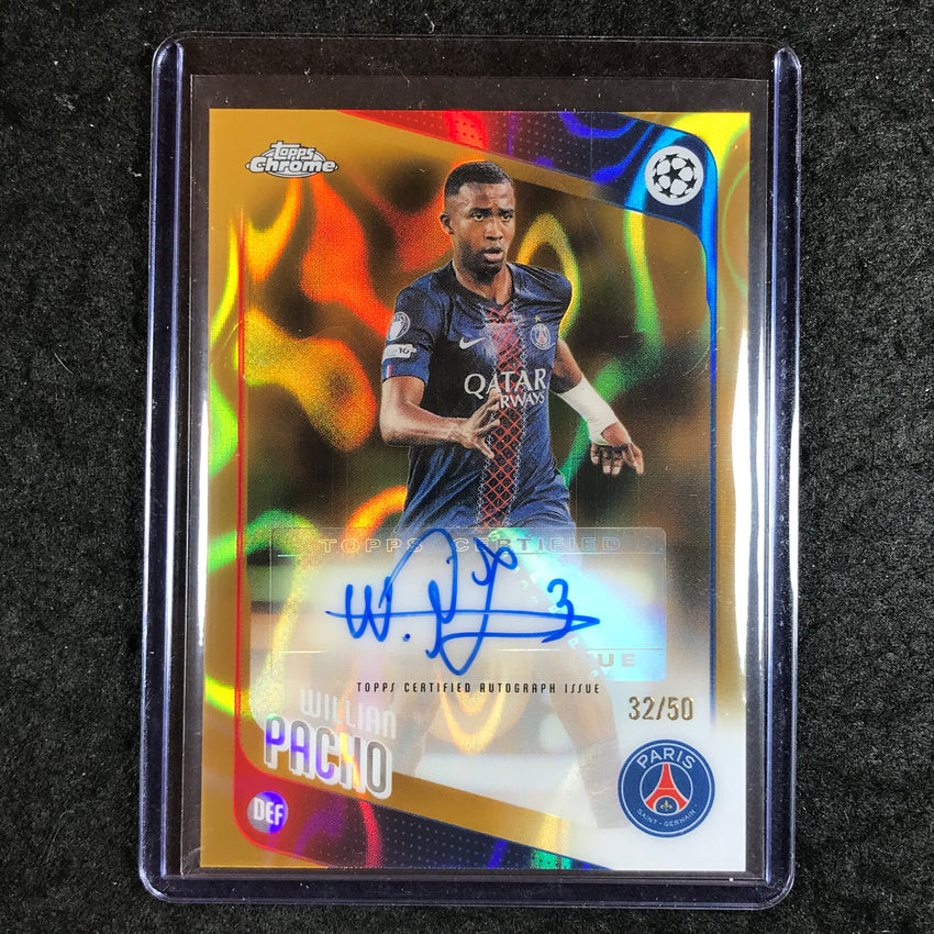2025-26 Topps Chrome UEFA CC WILLIAM PACHO Chrome Auto Gold Lava 32/50
