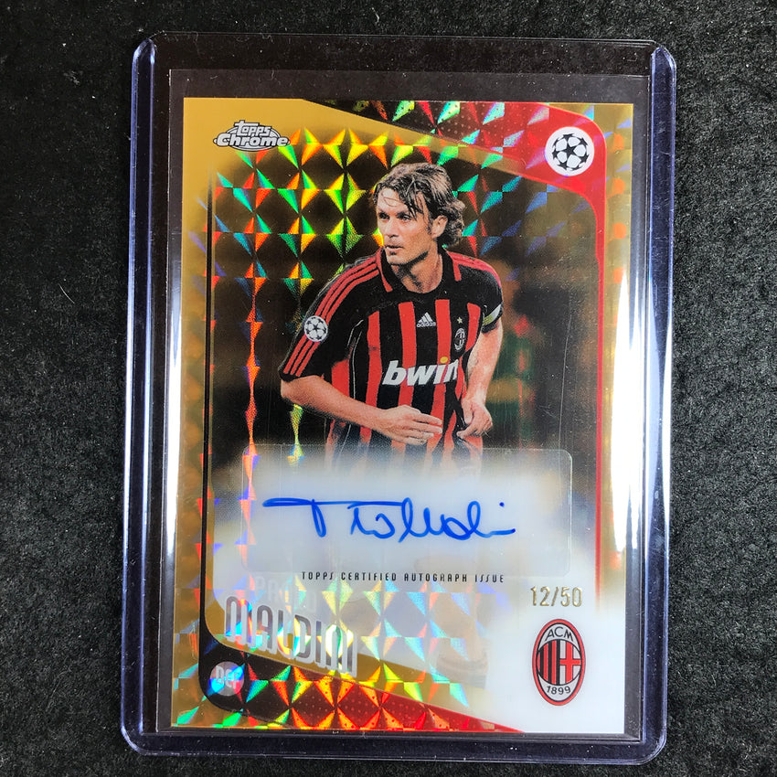2025-26 Topps Chrome UEFA CC PAOLO MALDINI Legends Auto Gold Geometric 12/50