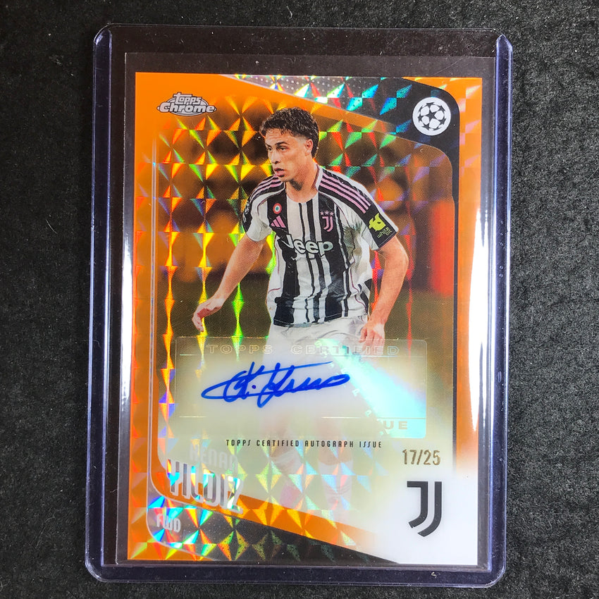 2025-26 Topps Chrome UEFA CC KENAN YILDIZ Chrome Auto Orange Geometric 17/25