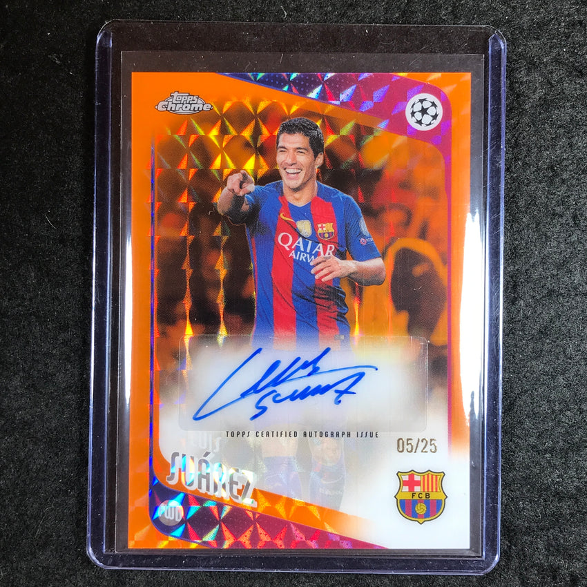 2025-26 Topps Chrome UEFA CC LUIS SUAREZ Legends Auto Orange Geometric 5/25