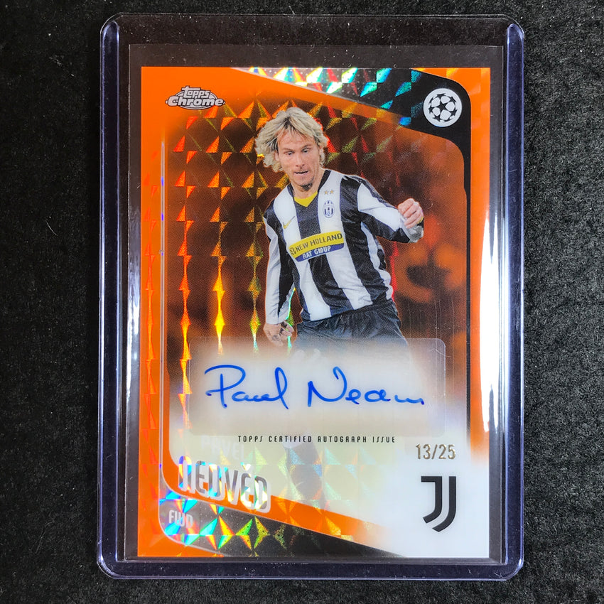 2025-26 Topps Chrome UEFA CC PAVEL NEDVED Legends Auto Orange Geometric 13/25