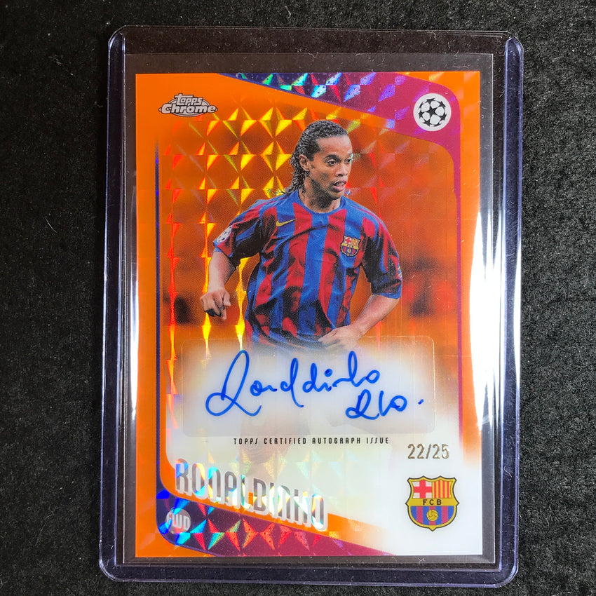 2025-26 Topps Chrome UEFA CC RONALDINHO Legends Auto Orange Geometric 22/25