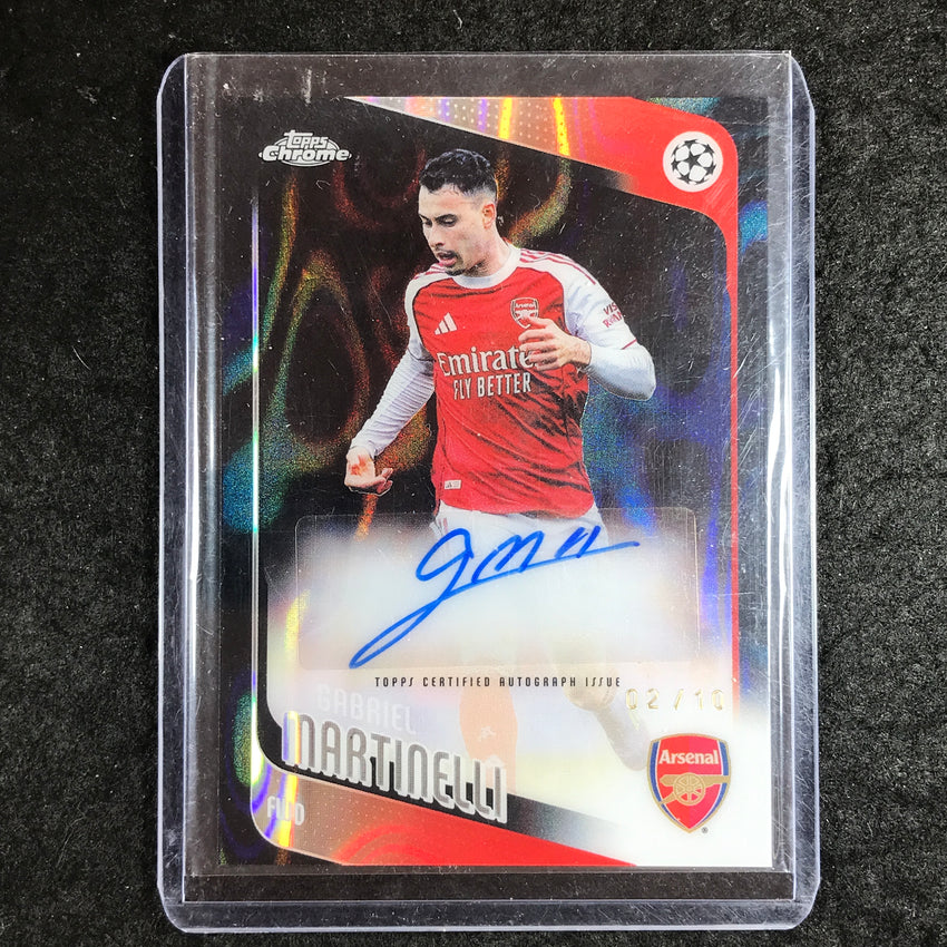 2025-26 Topps Chrome UEFA CC GABRIEL MARTINELLI Chrome Auto Black Lava 2/10