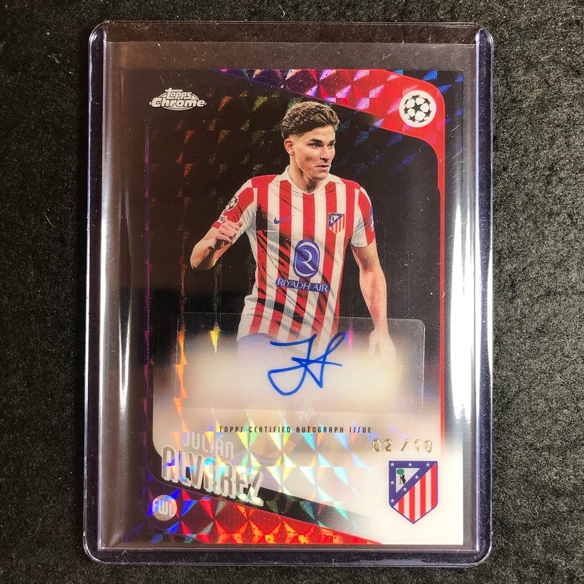 2025-26 Topps Chrome UEFA CC JULIAN ALVAREZ Chrome Auto Black Geometric 2/10