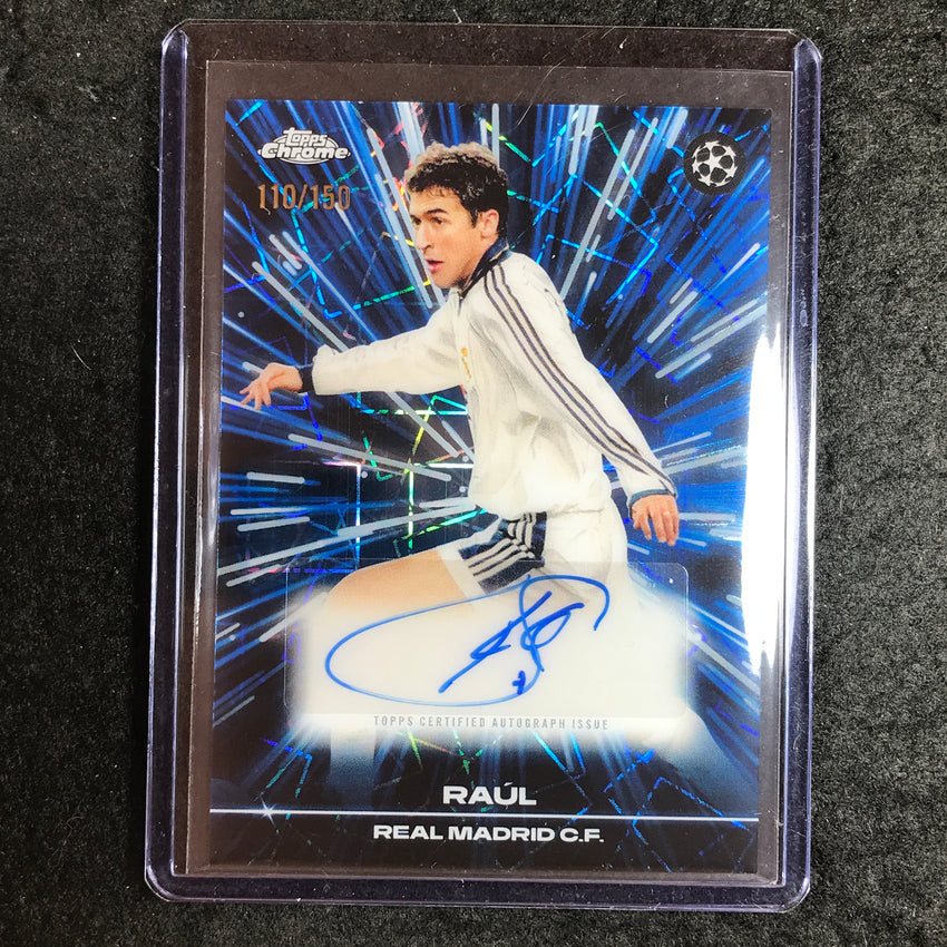 2025-26 Topps Chrome UEFA CC RAUL Black Lazer Auto Blue 110/150