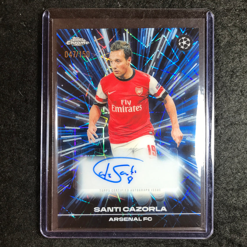 2025-26 Topps Chrome UEFA CC SANTI CAZORLA Black Lazer Auto Blue 47/150