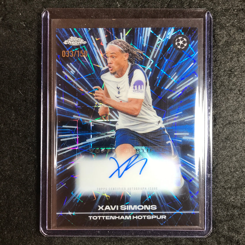 2025-26 Topps Chrome UEFA CC XAVI SIMONS Black Lazer Auto Blue 33/150
