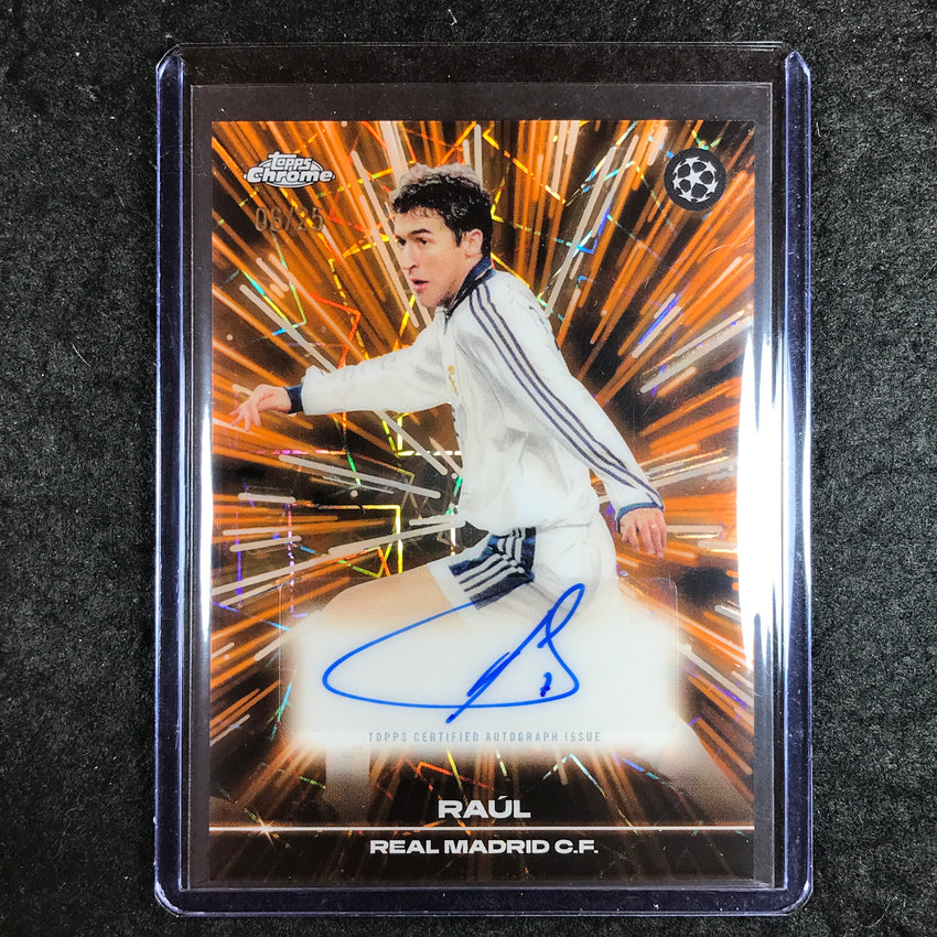2025-26 Topps Chrome UEFA CC RAUL Black Lazer Auto Orange 6/25