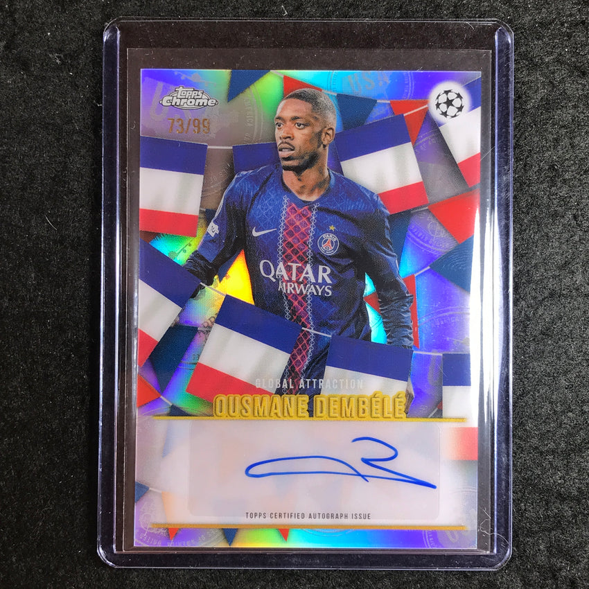 2025-26 Topps Chrome UEFA CC OUSMANE DEMBELE Global Attraction Auto  73/99