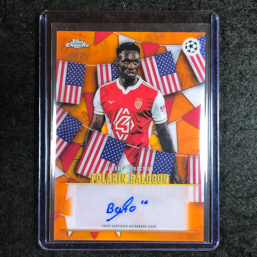 2025-26 Topps Chrome UEFA CC FOLARIN BALOGUN Global Attraction Auto Orange 8/25