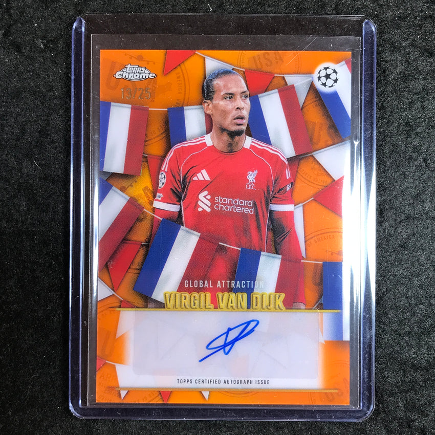2025-26 Topps Chrome UEFA CC VIRGIL VAN DIJK Global Attraction Auto Orange 13/25
