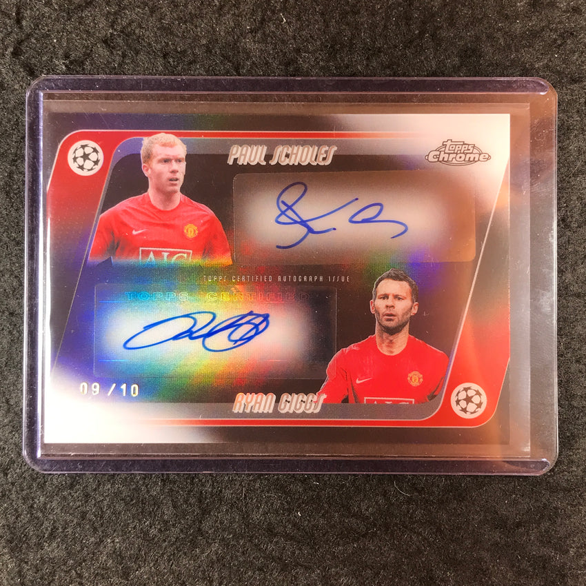 2025-26 Topps Chrome UEFA CC PAUL SCHOLES RYAN GIGGS Dual Auto Black 9/10