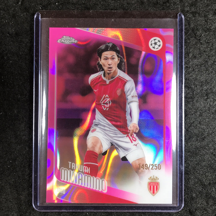 2025-26 Topps Chrome UEFA CC TAKUMI MINAMINO Pink Lava 149/250