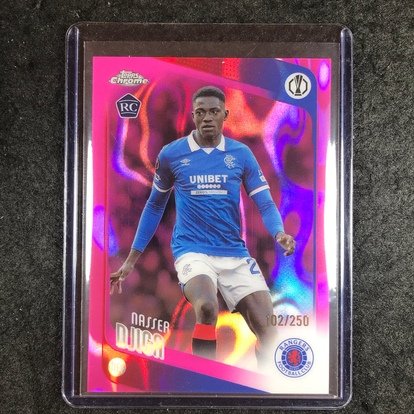 2025-26 Topps Chrome UEFA CC NASSER DJIGA Rookie Pink Lava 102/250