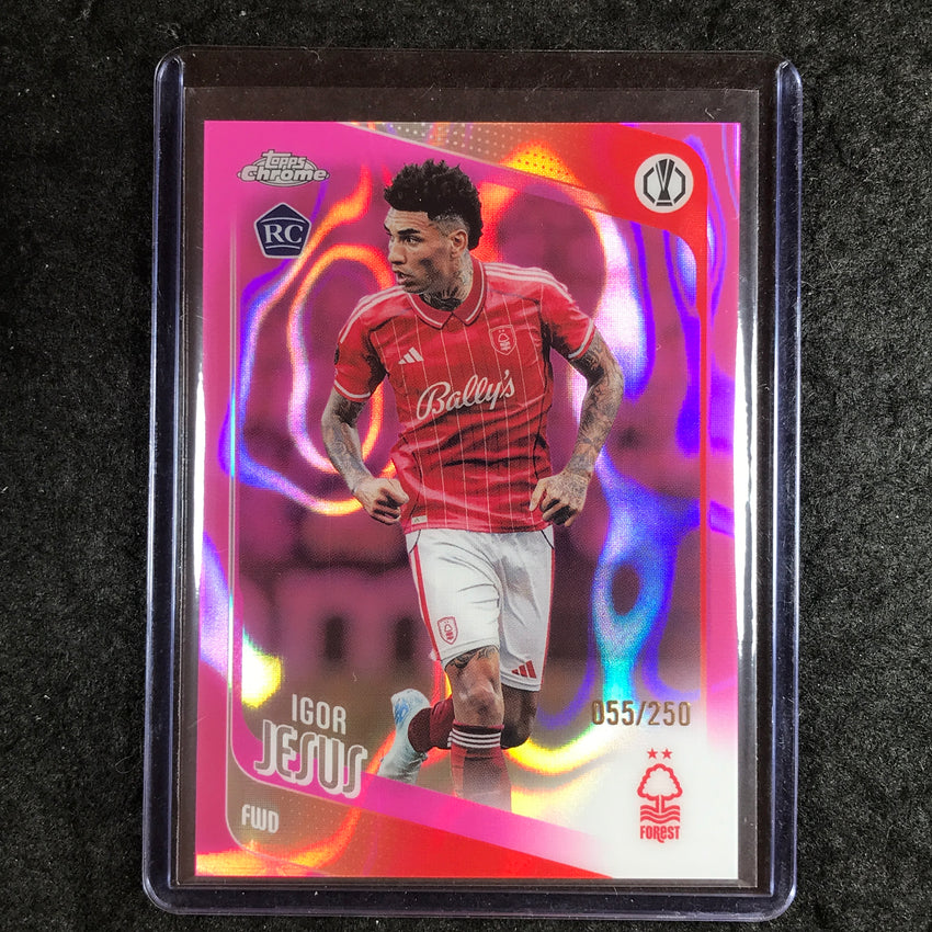 2025-26 Topps Chrome UEFA CC IGOR JESUS Rookie Pink Lava 55/250