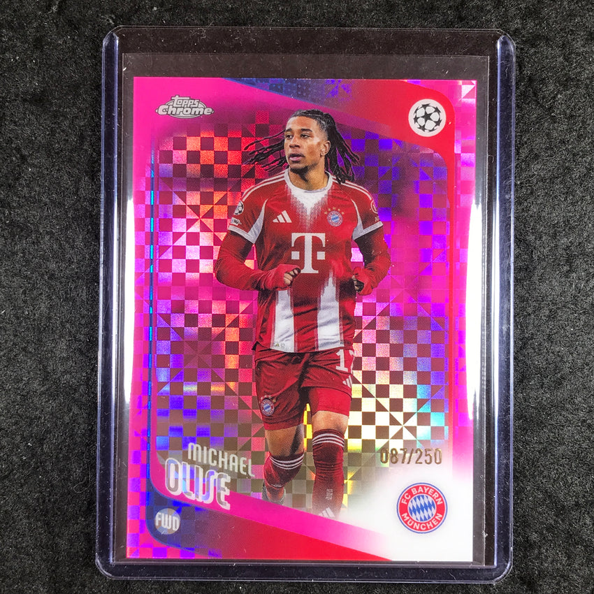 2025-26 Topps Chrome UEFA CC MICHAEL OLISE Pink X-Fractor 87/250
