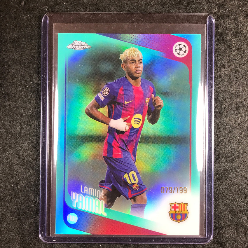 2025-26 Topps Chrome UEFA CC LAMINE YAMAL Aqua Refractor 79/199