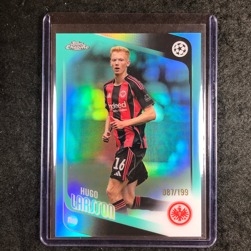 2025-26 Topps Chrome UEFA CC HUGO LARSSON Aqua Refractor 87/199