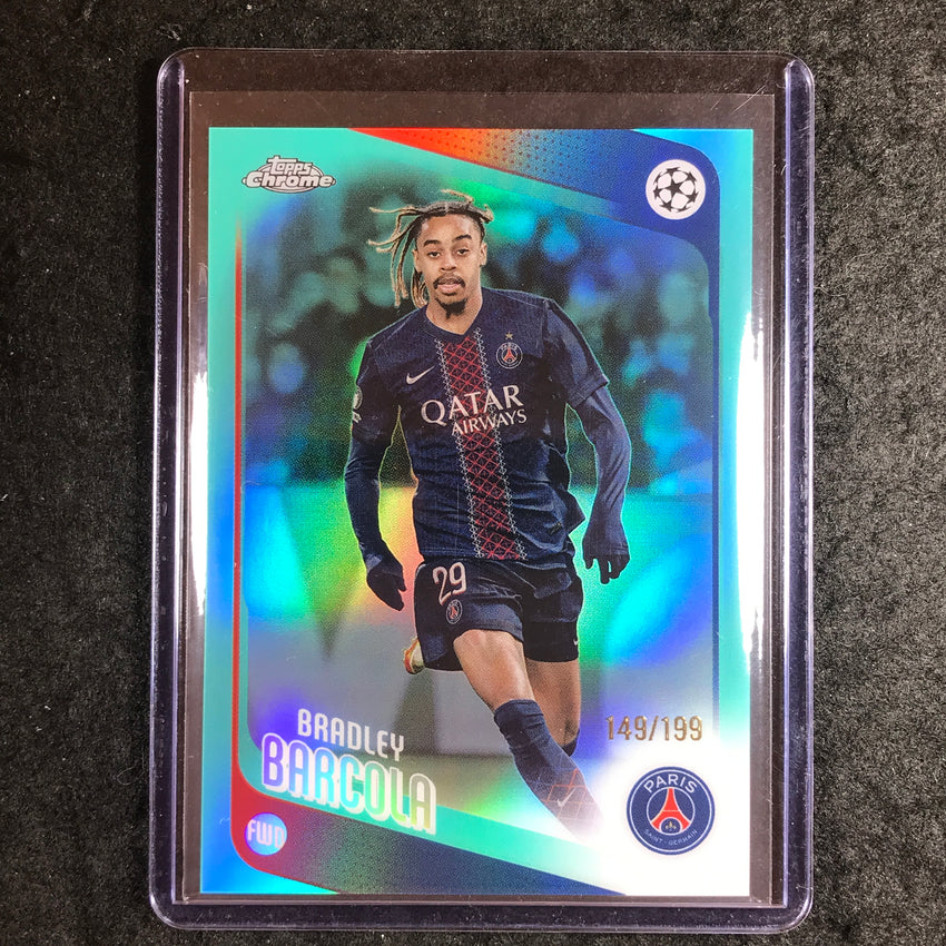 2025-26 Topps Chrome UEFA CC BRADLEY BARCOLA Aqua Refractor 149/199
