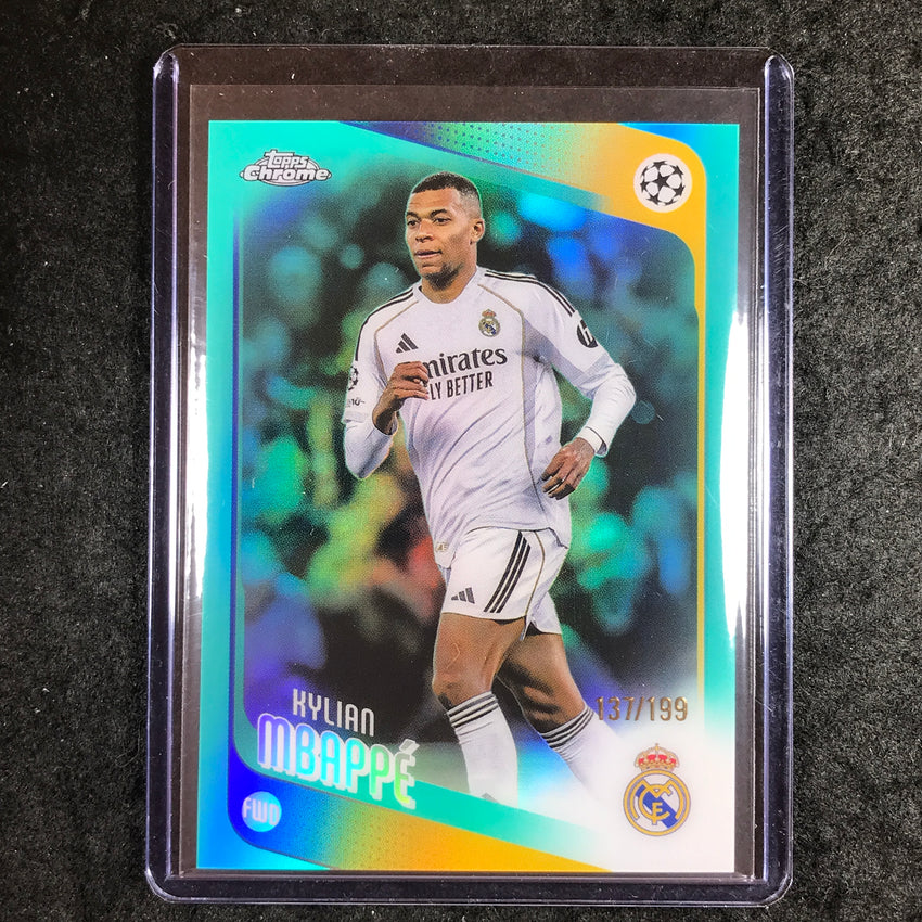 2025-26 Topps Chrome UEFA CC KYLIAN MBAPPE Aqua Refractor 137/199