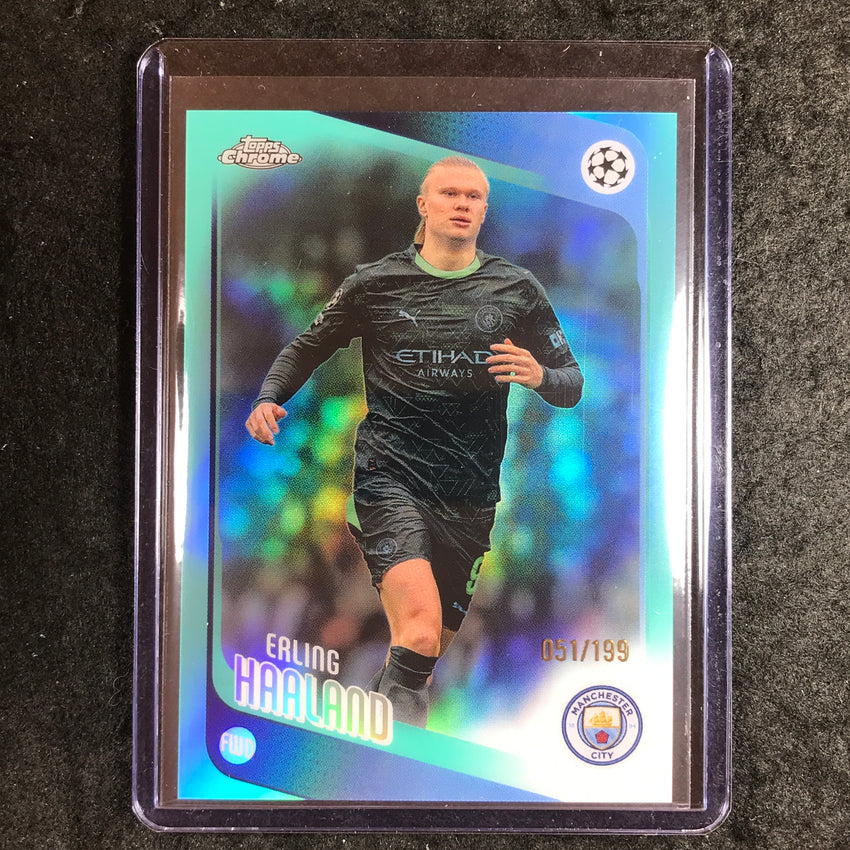 2025-26 Topps Chrome UEFA CC ERLING HAALAND Aqua Refractor 51/199