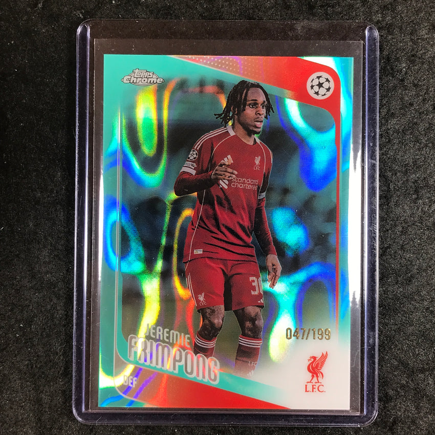 2025-26 Topps Chrome UEFA CC JEREMIE FRIMPONG Aqua Lava 47/199