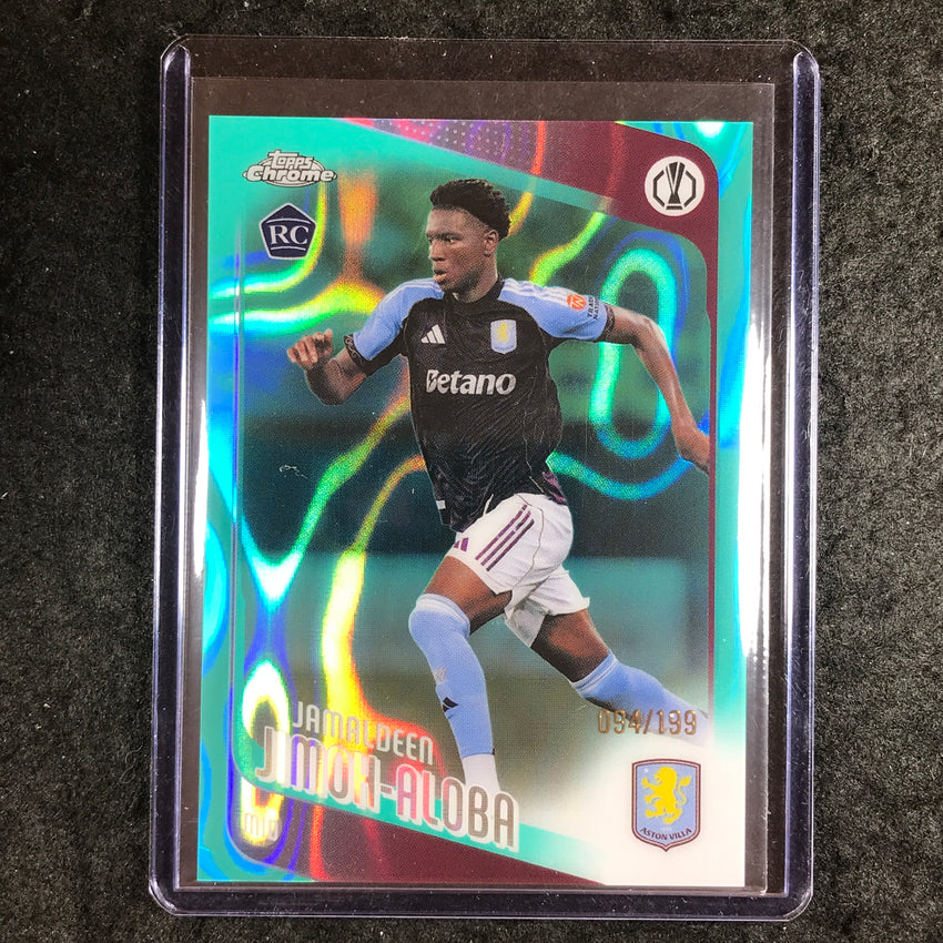 2025-26 Topps Chrome UEFA CC JAMALDEEN JIMOH-ALOBA Rookie Aqua Lava 94/199