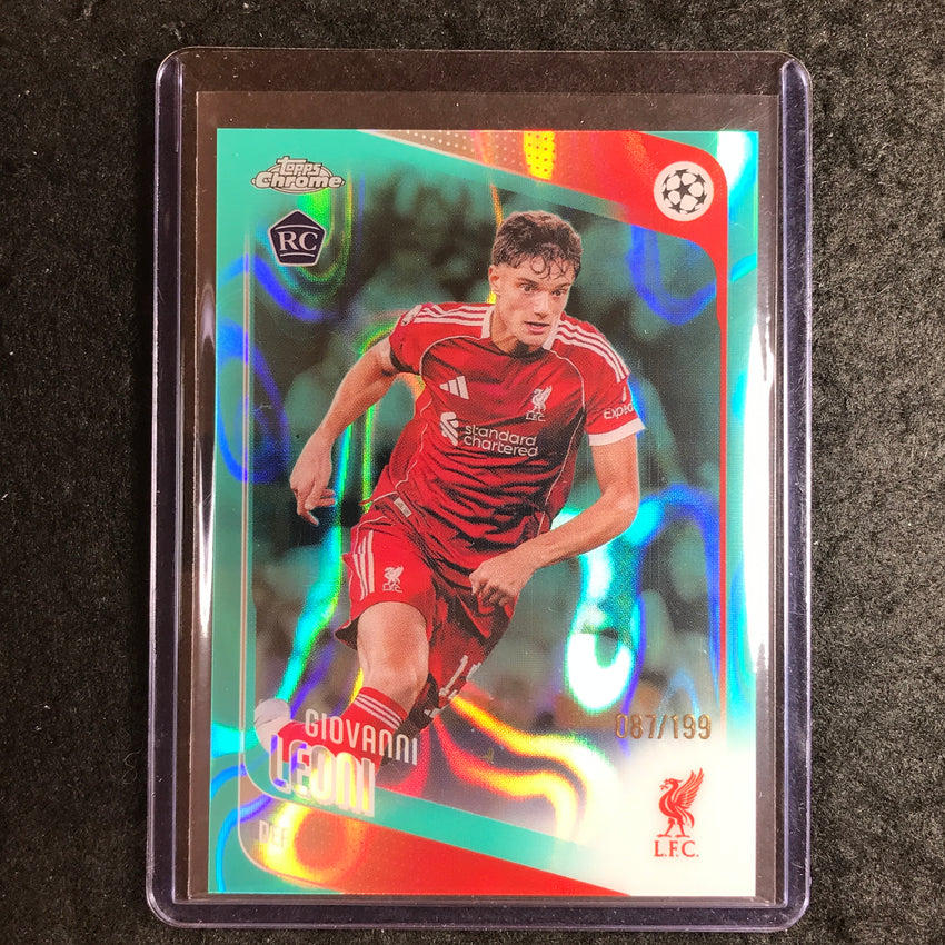2025-26 Topps Chrome UEFA CC GIOVANNI LEONI Rookie Aqua Lava 87/199
