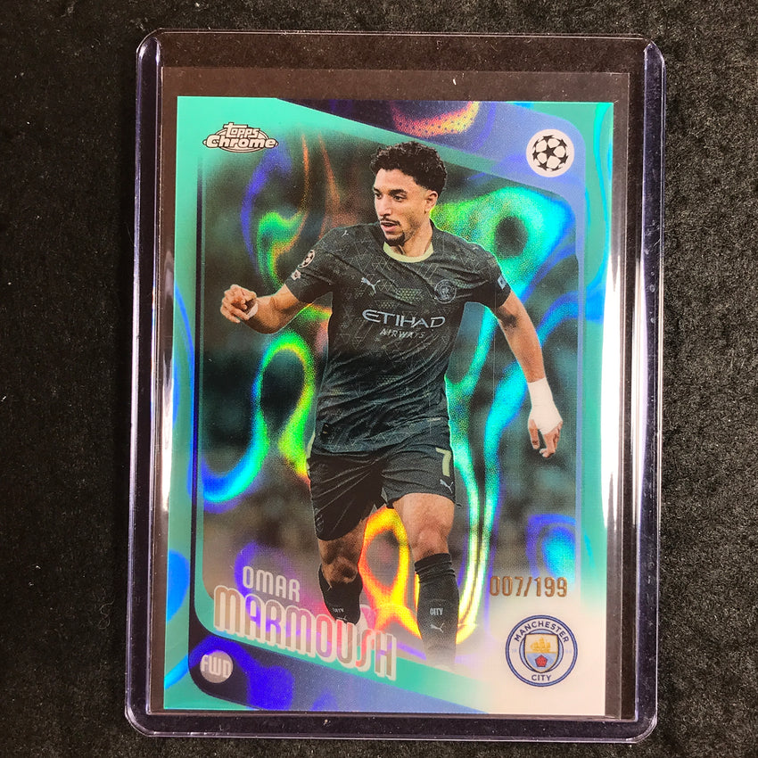 2025-26 Topps Chrome UEFA CC OMAR MARMOUSH Aqua Lava 7/199