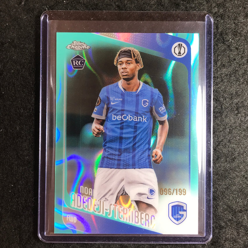 2025-26 Topps Chrome UEFA CC NOAH ADEDEJI-STERNBERG Rookie Aqua Lava 96/199