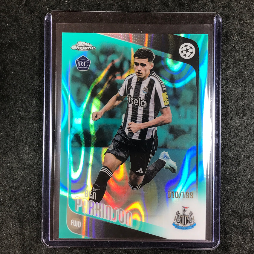 2025-26 Topps Chrome UEFA CC BEN PARKINSON Rookie Aqua Lava 10/199