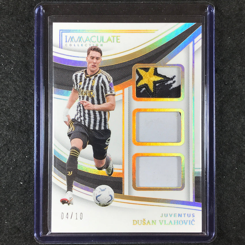 2023-24 Immaculate Soccer DUSAN VLAHOVIC Patch Trios Relic Gold 4/10