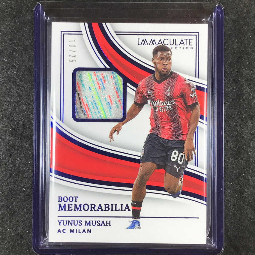 2023-24 Immaculate Soccer YUNUS MUSAH Boot Memorabilia Relic Sapphire 10/25