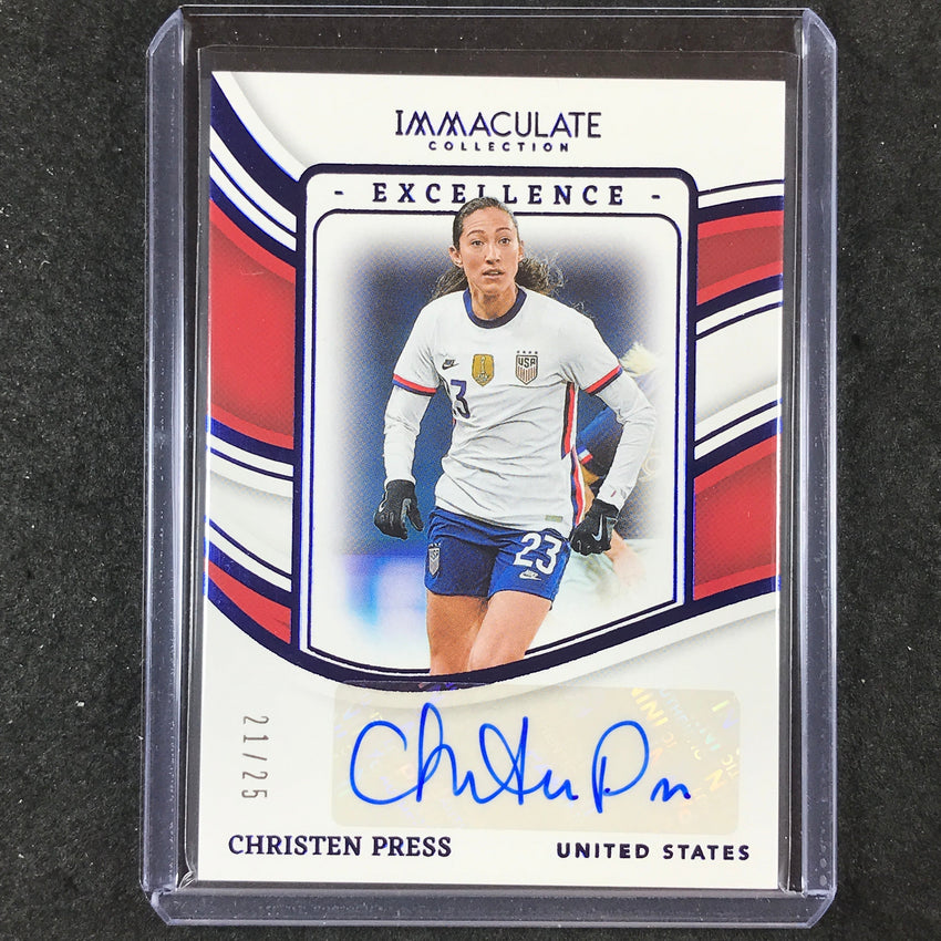 2023-24 Immaculate Soccer CHRISTEN PRESS Excellence Auto Sapphire 21/25