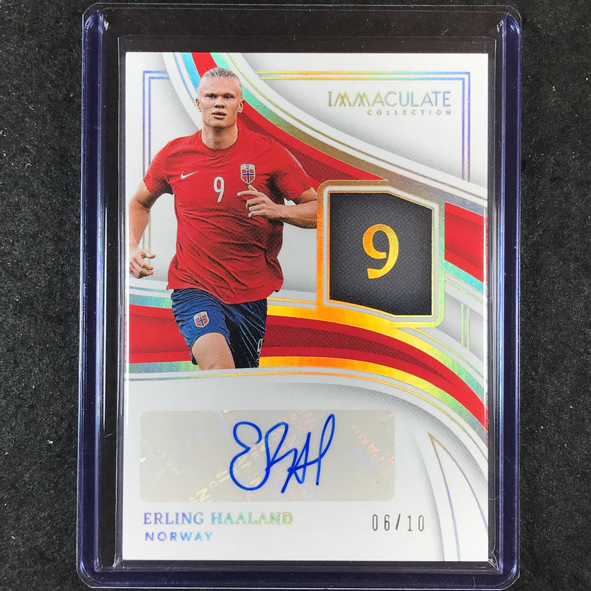 2023-24 Immaculate Soccer ERLING HAALAND Immaculate Numbers Auto Gold 6/10