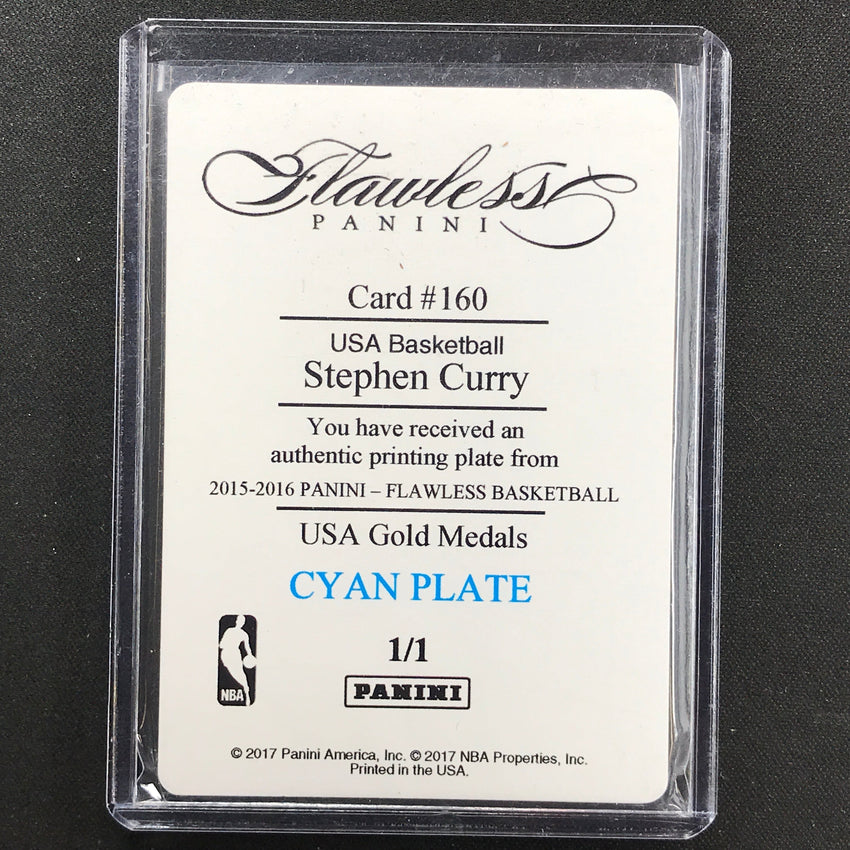 2015-16 Flawless Stephen Curry Usa Gold Medals Printing Plate 1/1 Cyan