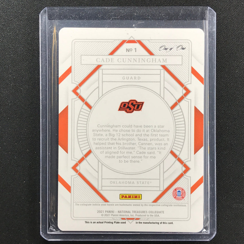 2021-22 National Treasures Collegiate Cade Cunningham Rookie Printing Plate 1/1