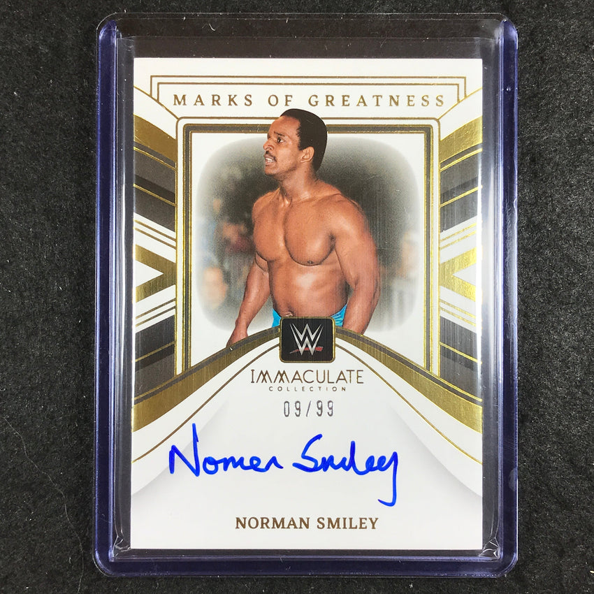 2023 Immaculate WWE NORMAN SMILEY Marks of Greatness Auto Base 9/99
