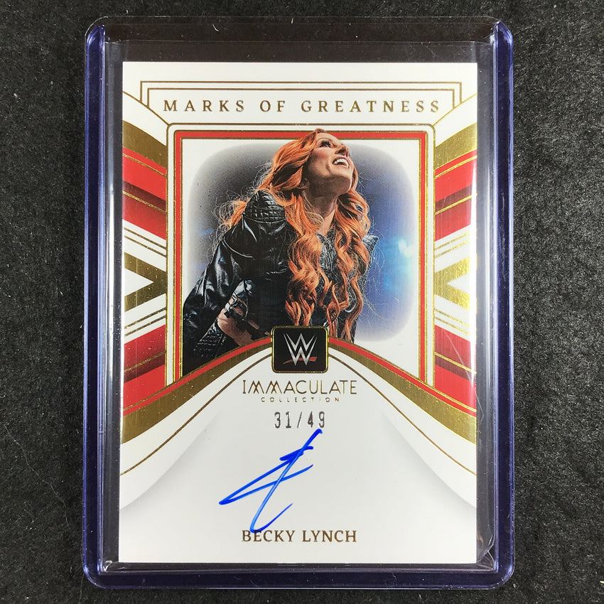 2023 Immaculate WWE BECKY LYNCH Marks of Greatness Auto Base 31/49