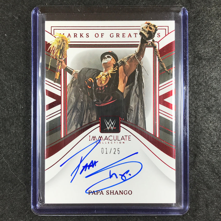 2023 Immaculate WWE PAPA SHANGO Marks of Greatness Auto Red 1/25