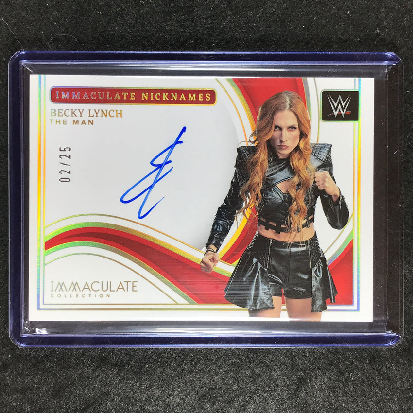 2023 Immaculate WWE BECKY LYNCH THE MAN Immaculate Nicknames Auto 2/25